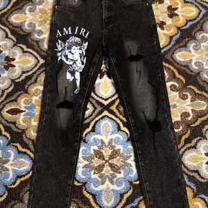 Black Amiri Cherub Denim Jeans Men Slim Fit